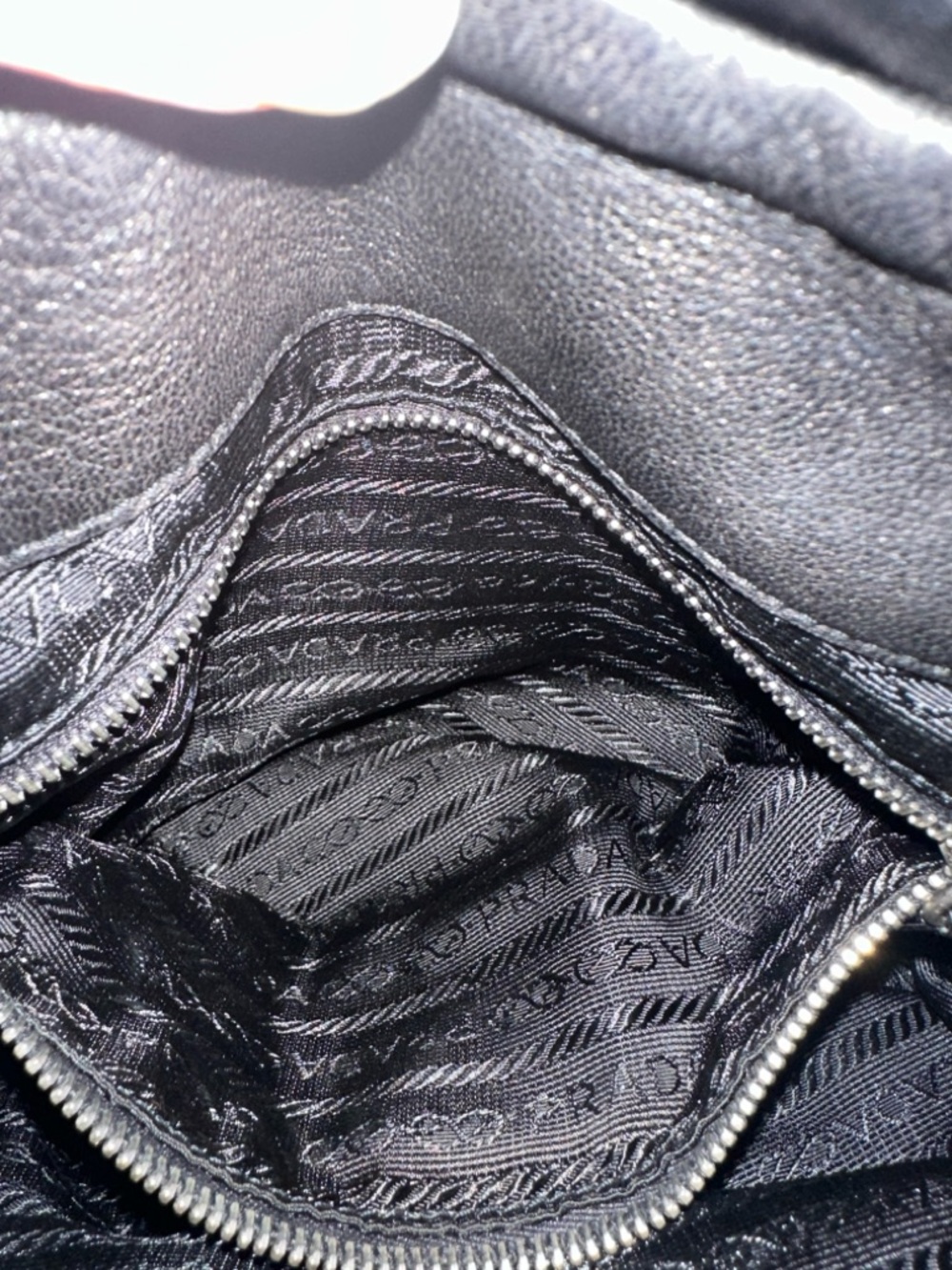 Prada Black Nylon Shoulder Hobo with Leather Trim - Picture 12 of 16